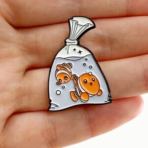 Goldfish in a Bag Soft Enamel Pin